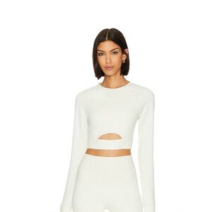 Beach Riot Francine Top Women’s Size Small | Snow Cloud White Cutout Crop